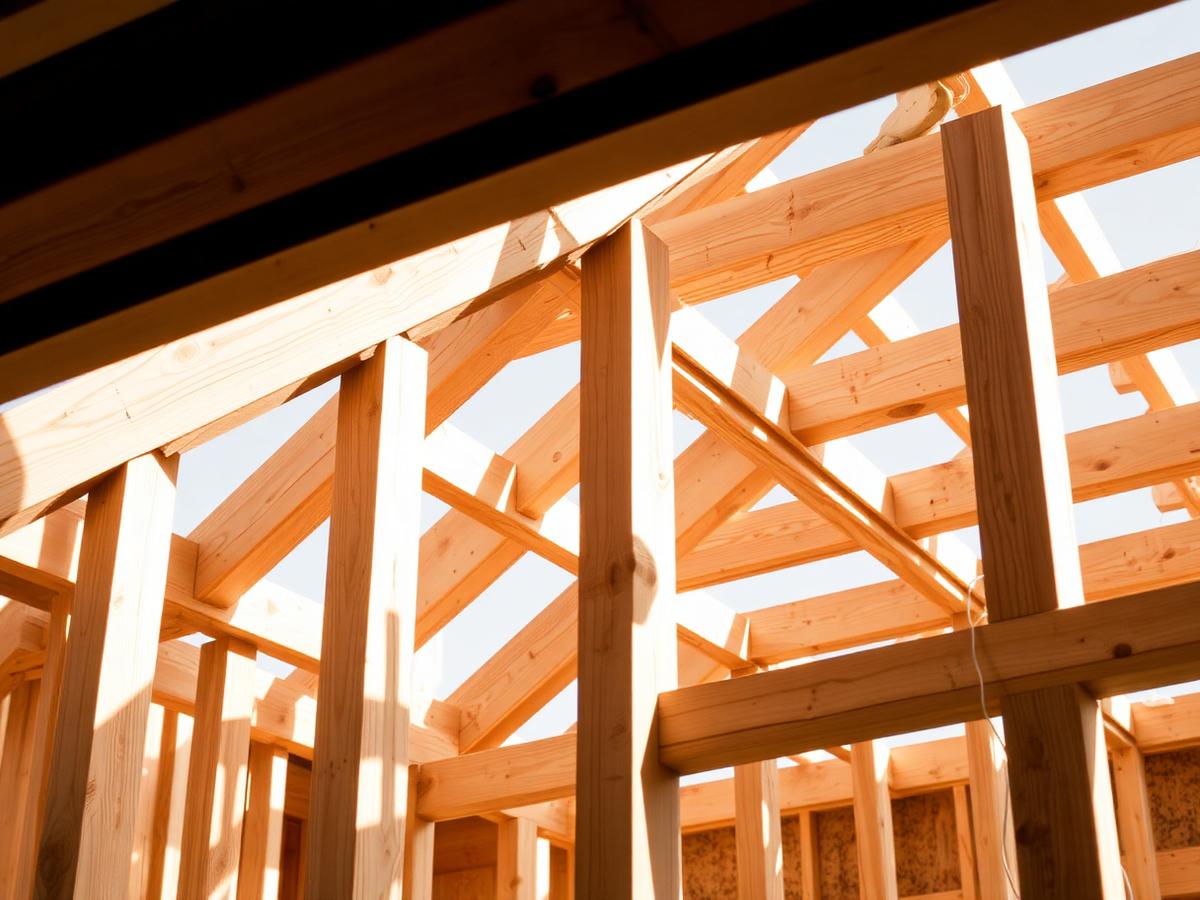 Structure de bois en construction